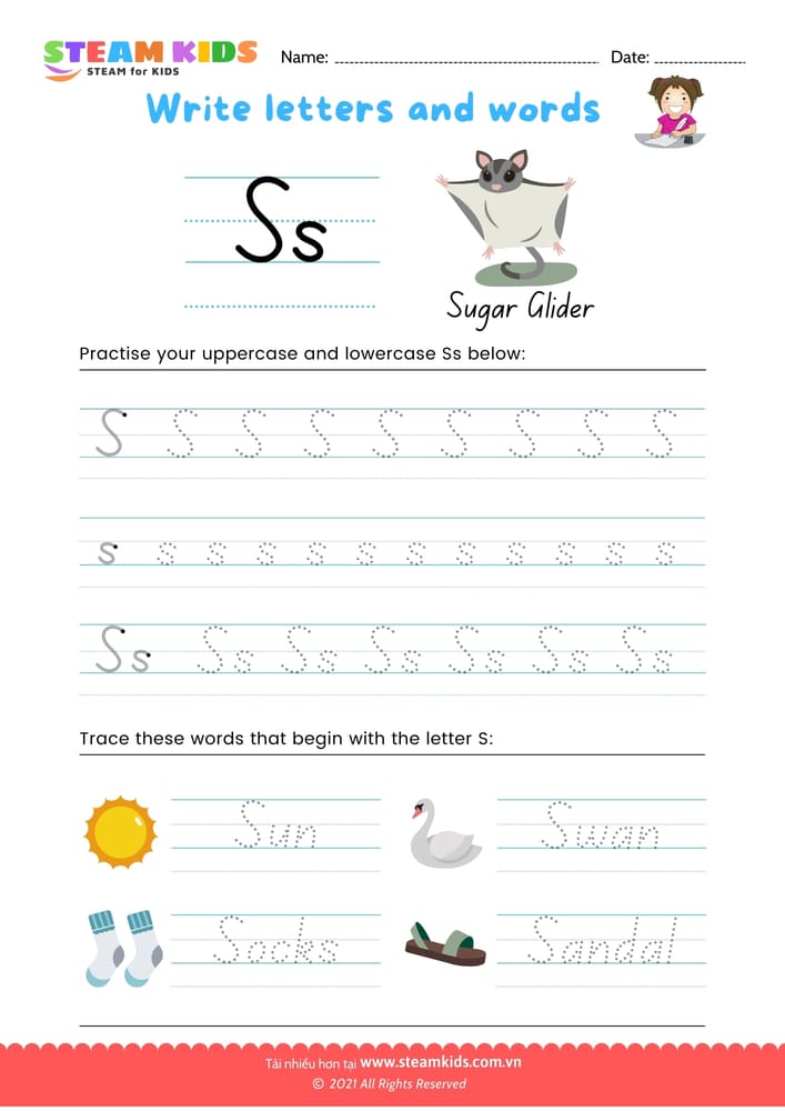 Write letters and words - Z/z