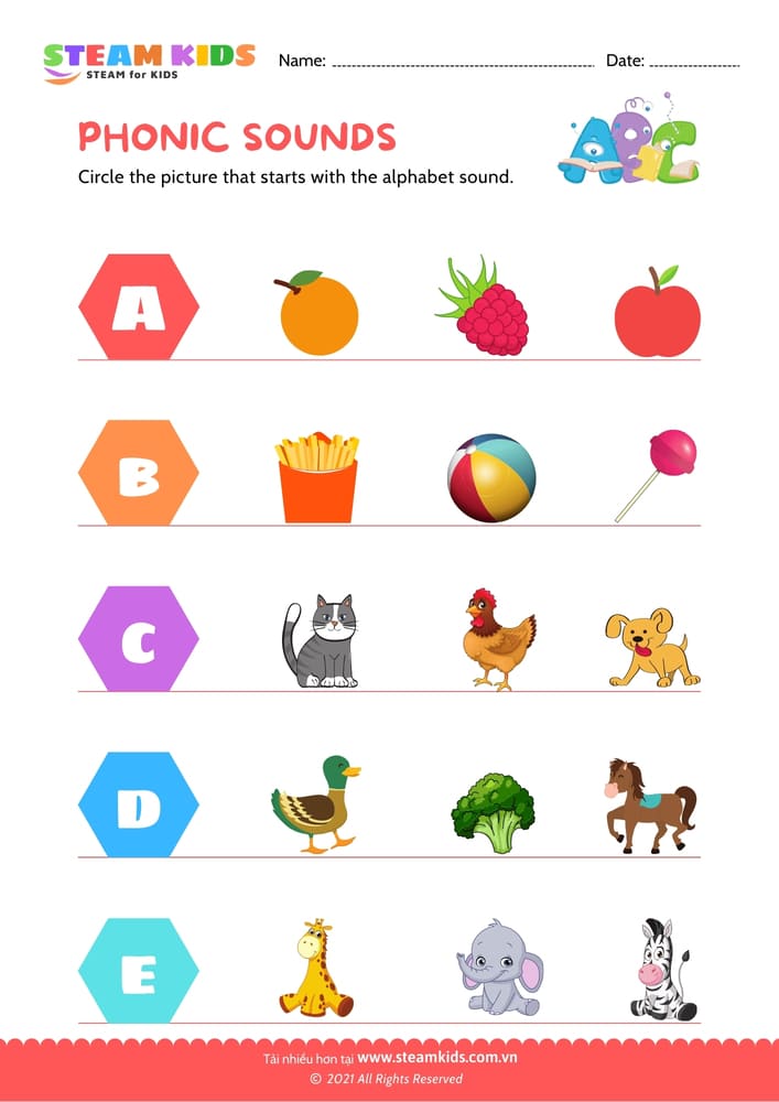 Match Alphabet Fruits a to e