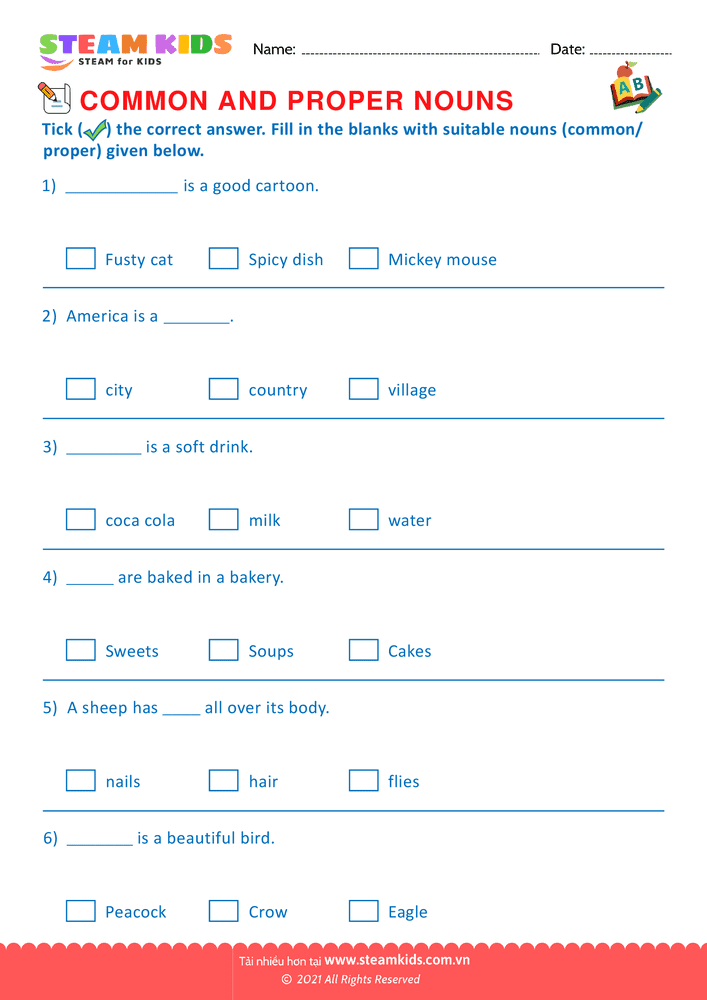 Proper and Common Nouns - B16 Proper and Common Nouns Lớp 2