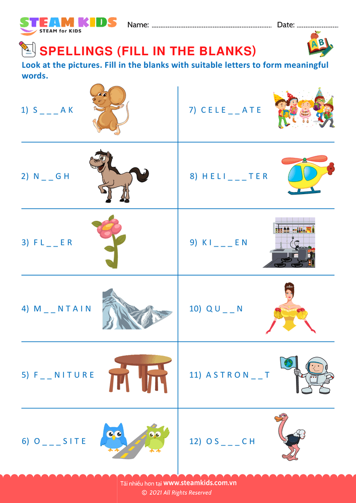 Filling blanks - B12