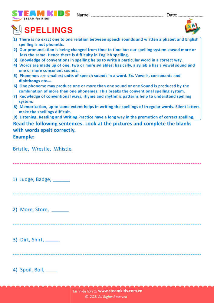 Conventional Spelling For Words - B25