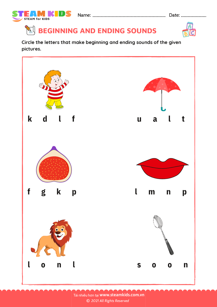 Beginning Sounds M to R