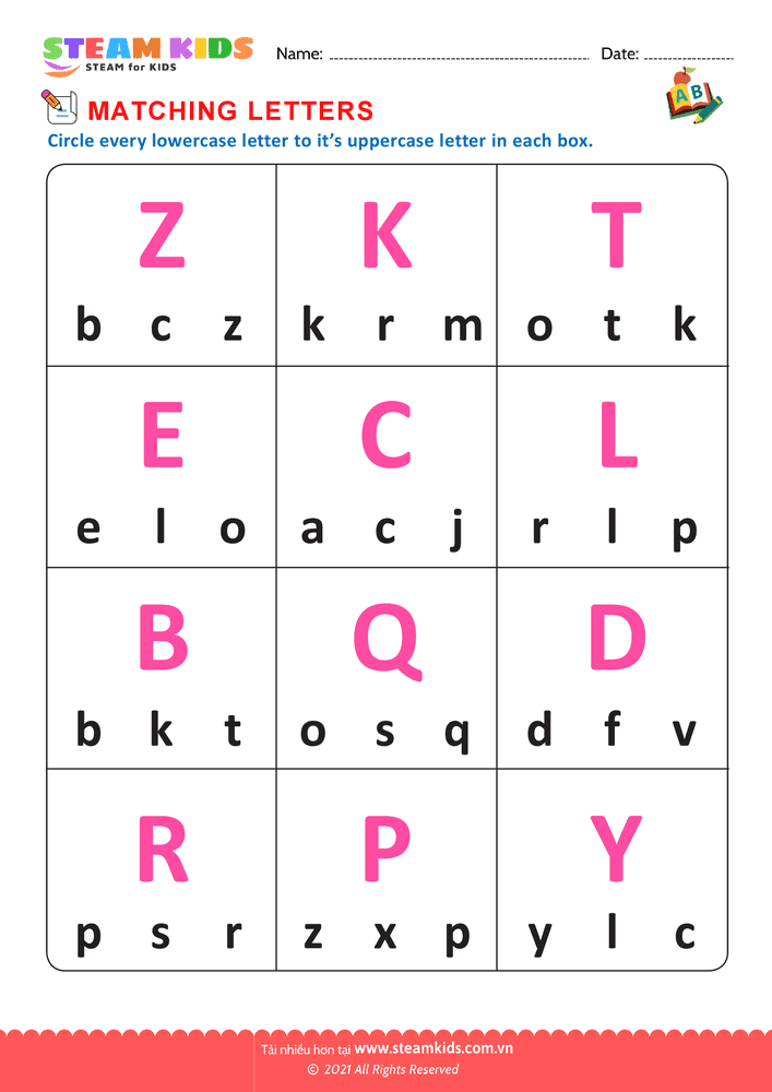 Match letters - B5 Match letters 2-4 tuổi