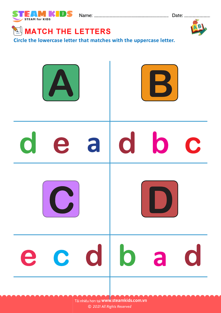 Match letters - B5 Match letters 2-4 tuổi