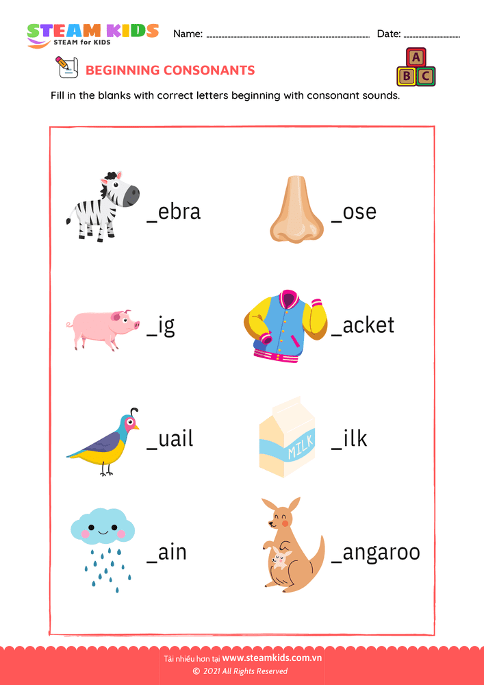 Beginning consonants - B7