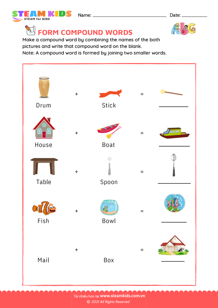 Form Compound Words - B21 Compound Words