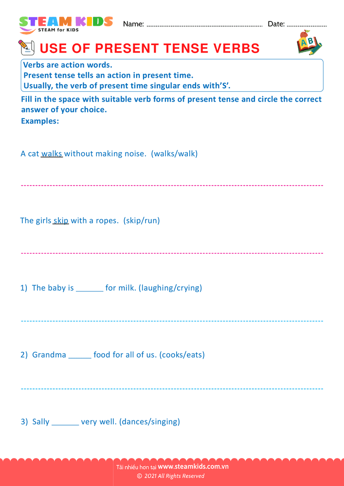 Use of present tense verbs - B20