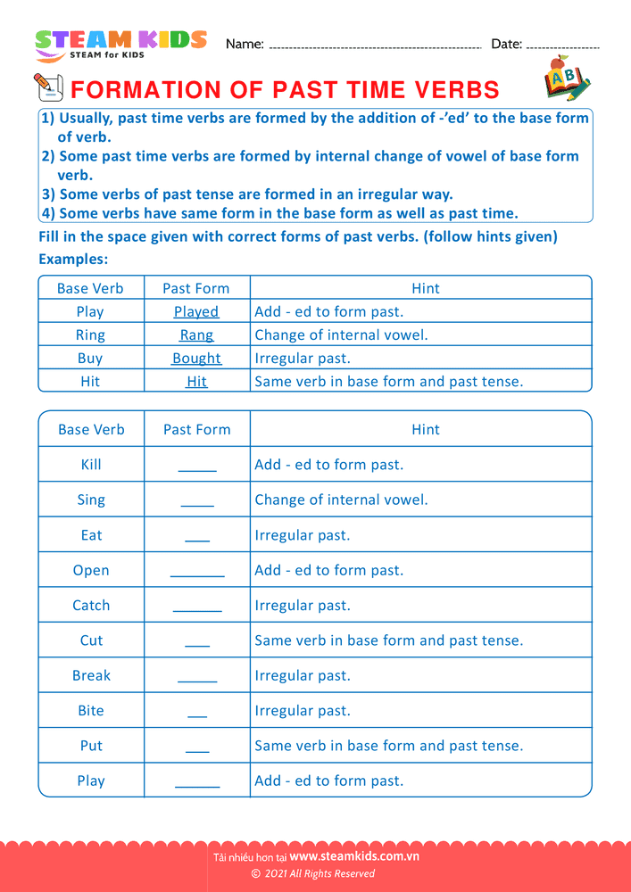 Use of present tense verbs - B20 Use of present tense verbs Lớp 1