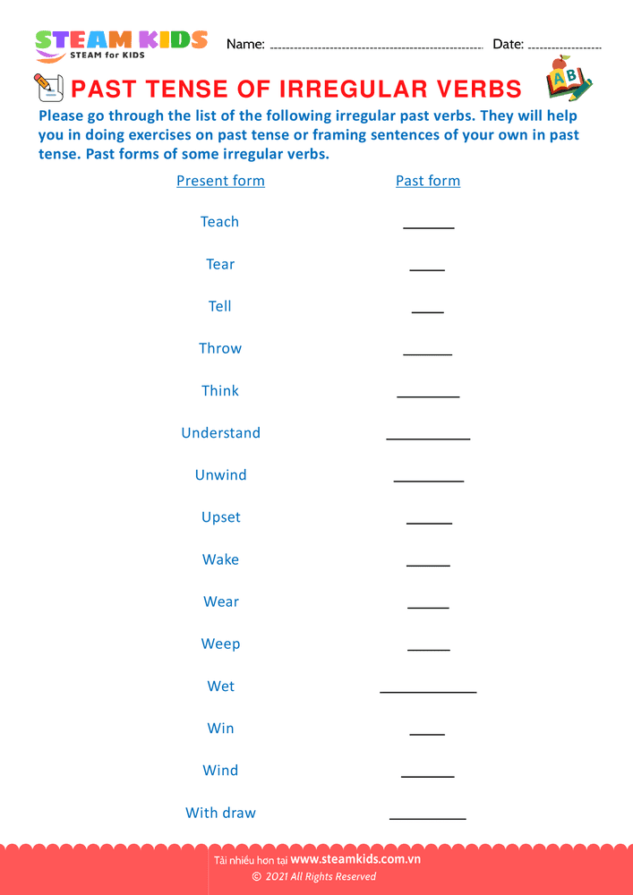 Past tense of irregular verbs - B29