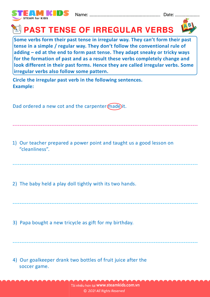 Past tense of irregular verbs - B29