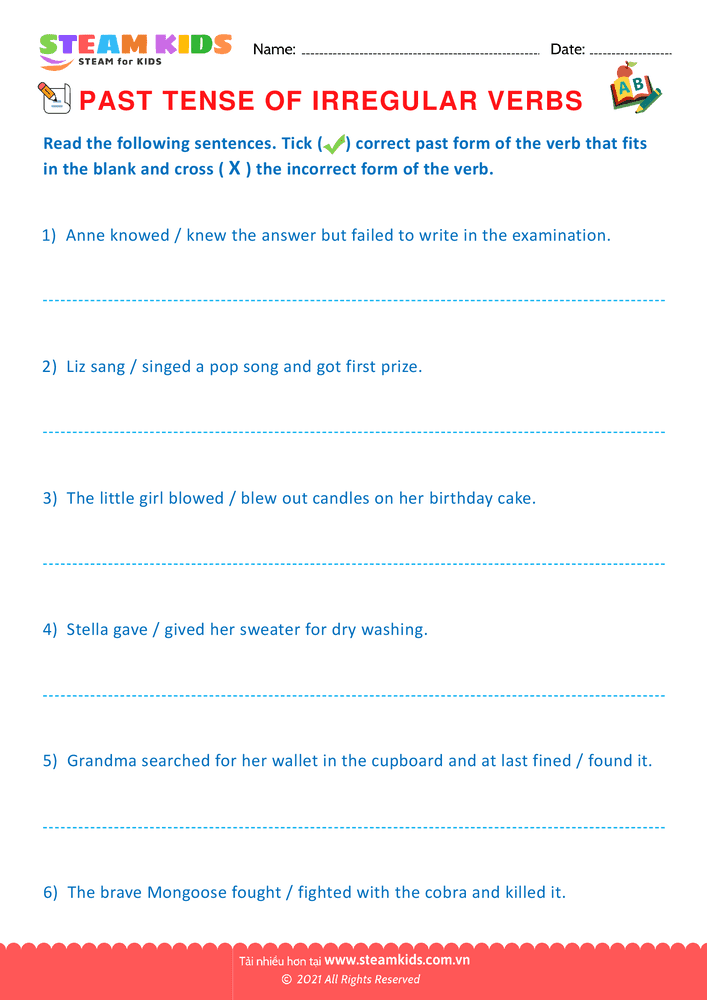 Past tense of irregular verbs - B29 Past tense of irregular verbs Lớp 2