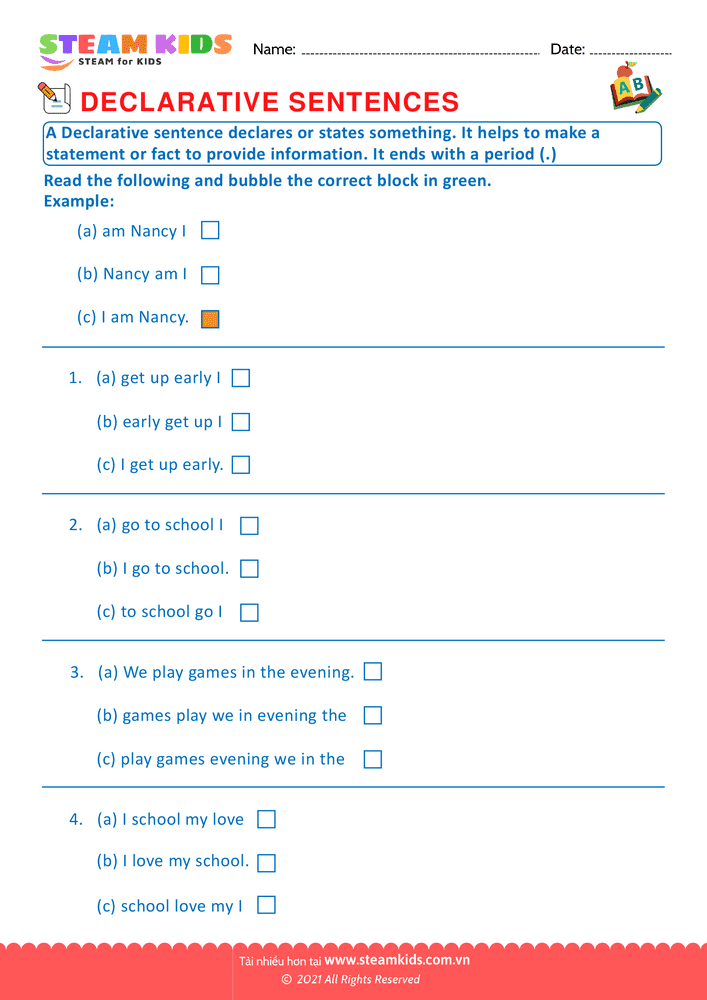 Declarative sentence - B4