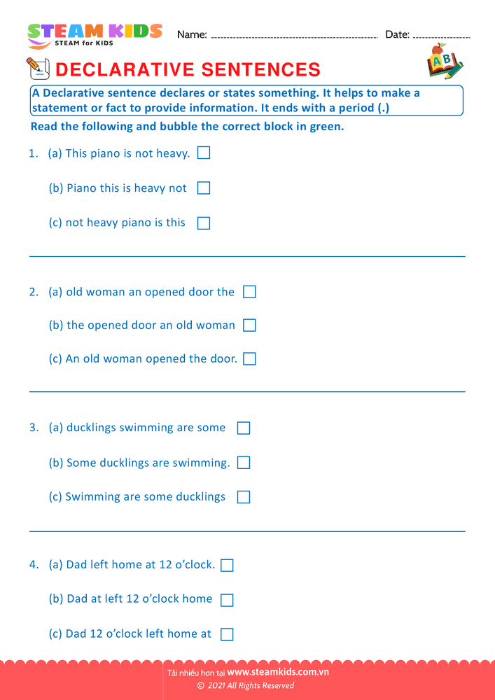 Declarative sentence - B4