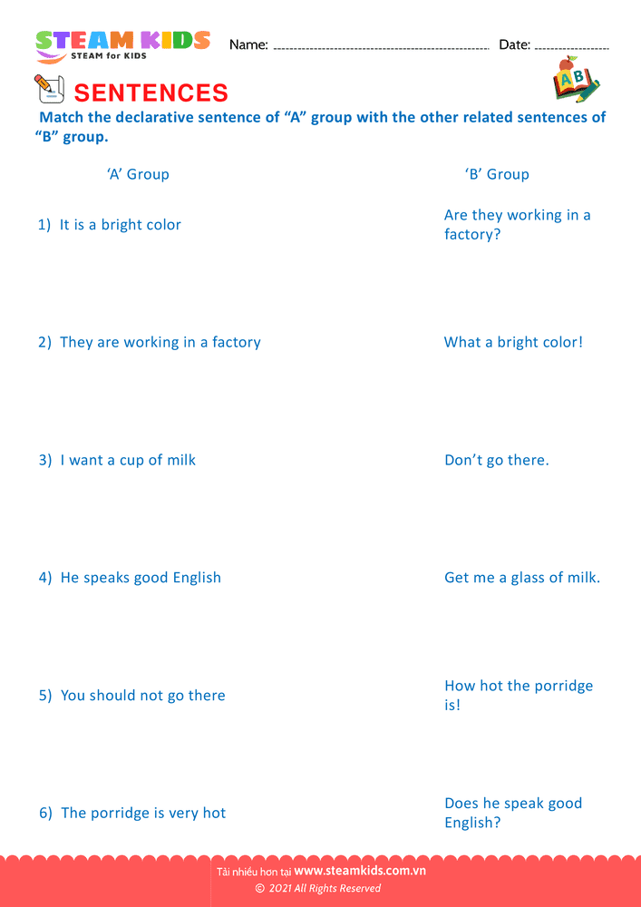 Match Sentences - B13