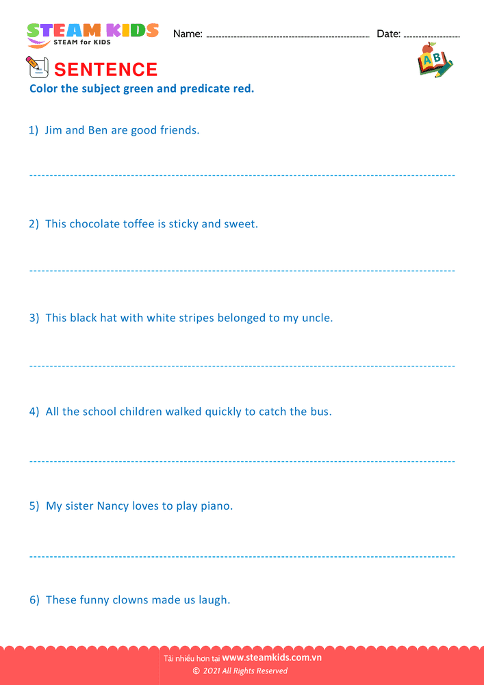 Identify subject and predicate - B5