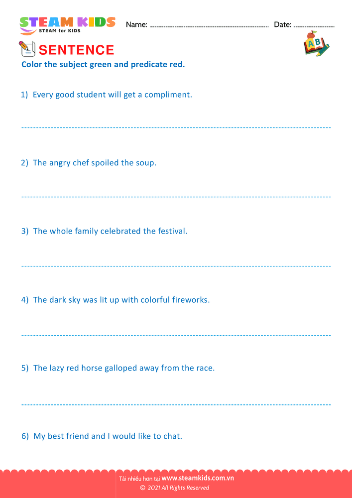 Identify subject and predicate - B5