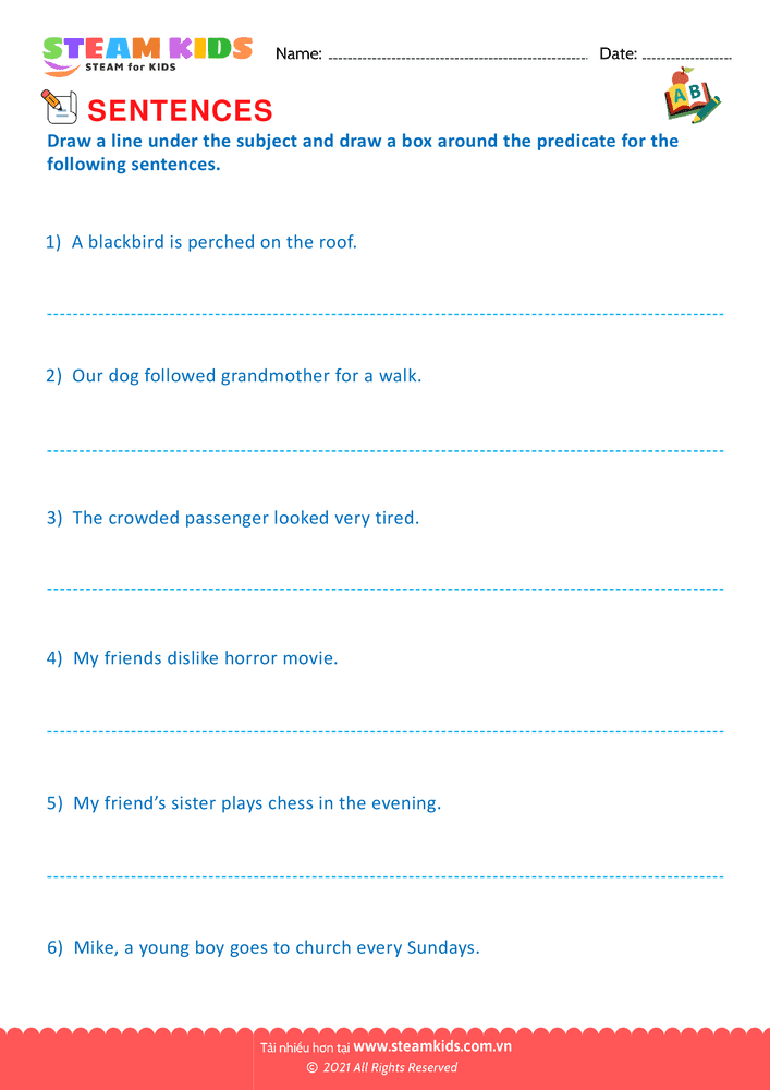 Subject & Predicate - B14 Subject & Predicate Lớp 2