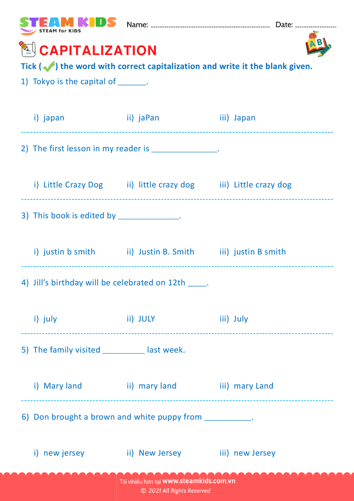 Identify the capitalization word - B11