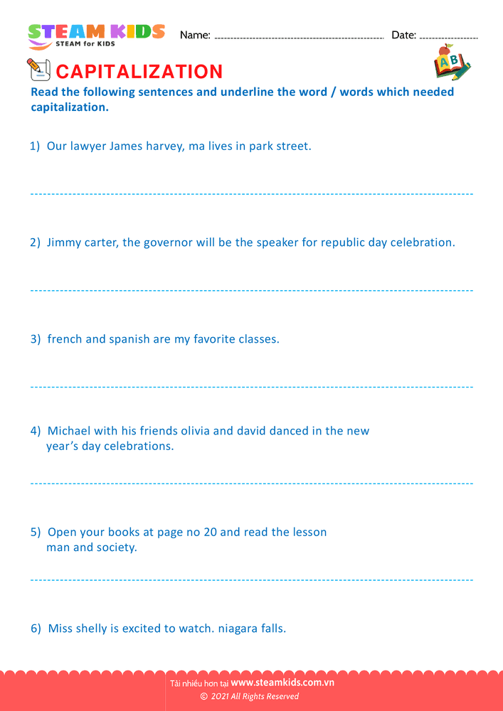 Identify the capitalization word - B11