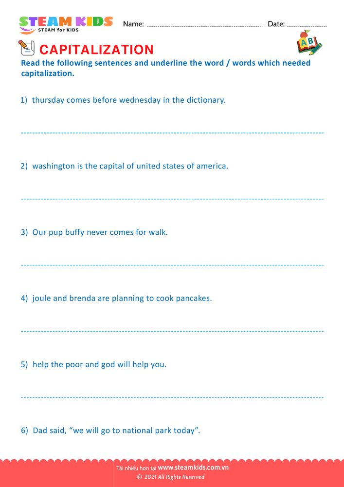 Identify the capitalization word - B11