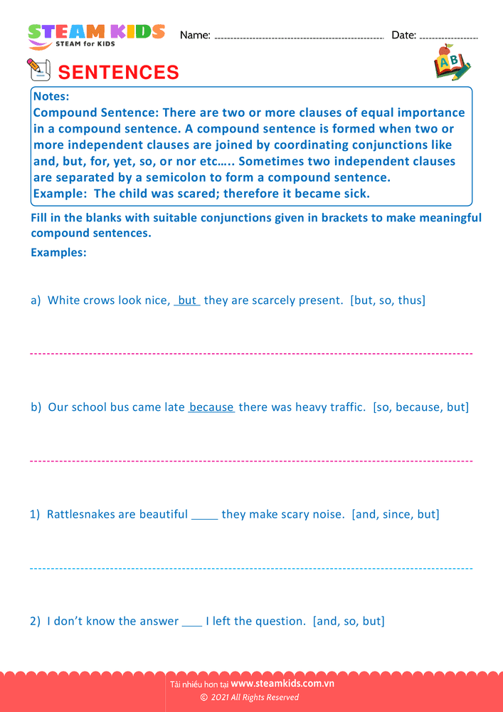 Simple and compound sentence - B6