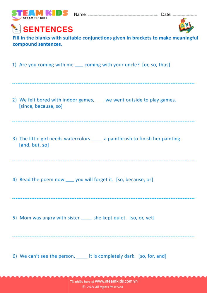 Simple and compound sentence - B6