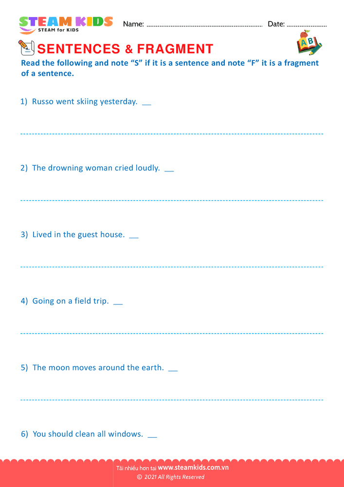 Sentence & fragment - B17 Sentence & fragment Lớp 2