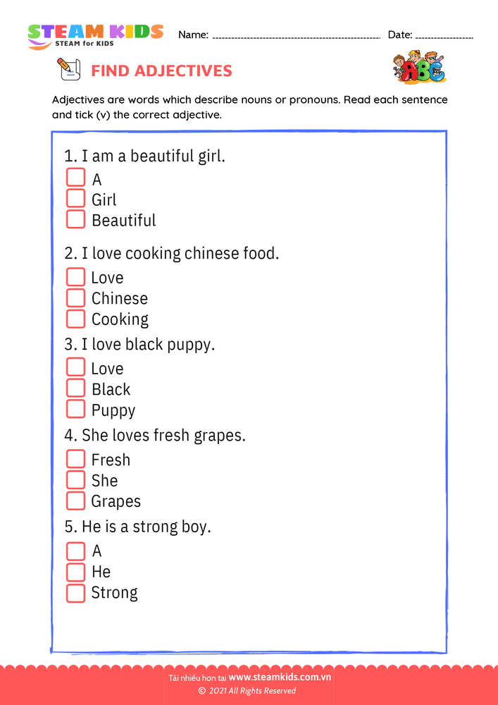 Find Adjectives - B20