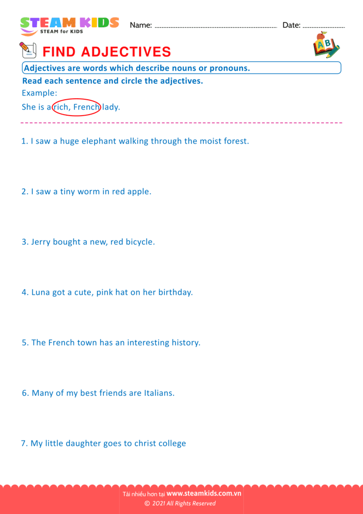 Find Adjectives - B20