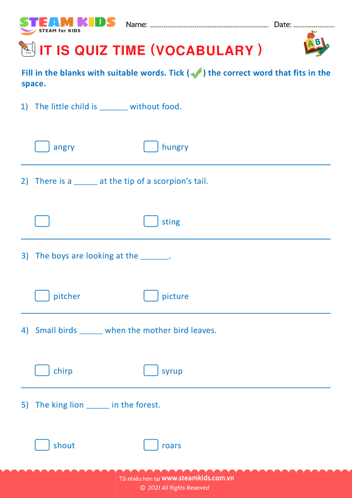 Quiz - B4 Quiz Lớp 1