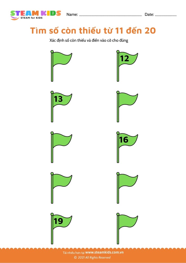 Tìm số còn thiếu từ 91 - 101