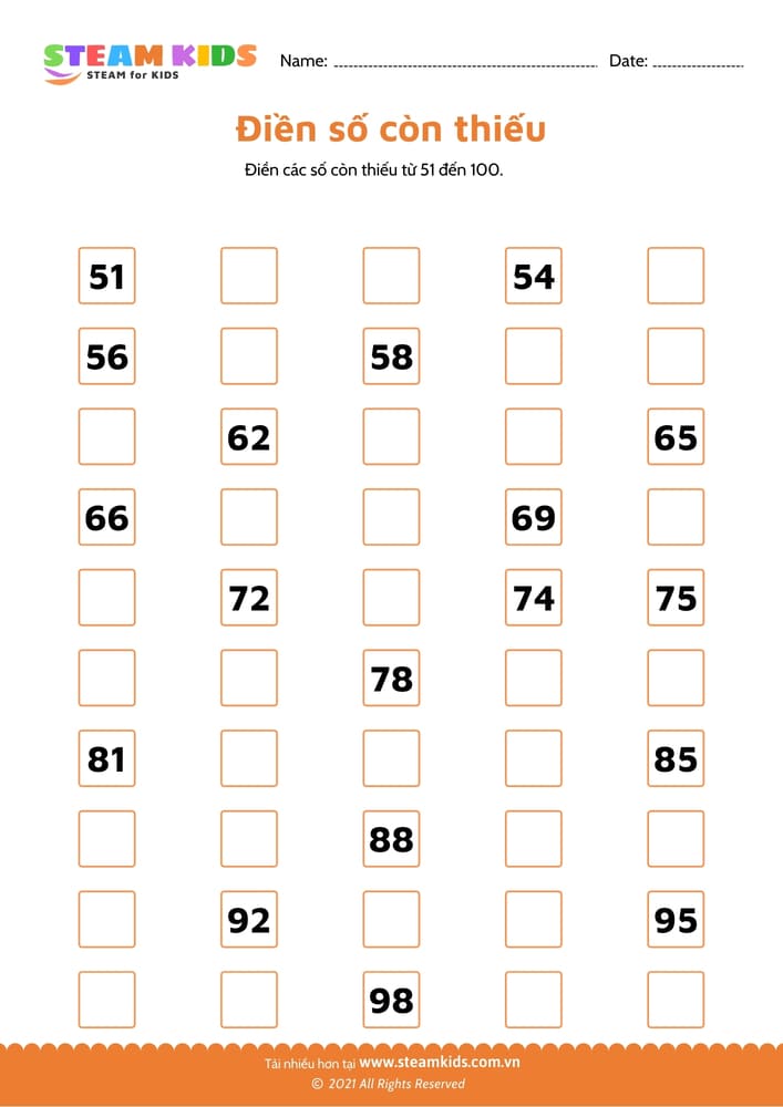 Điền số còn thiếu - B3