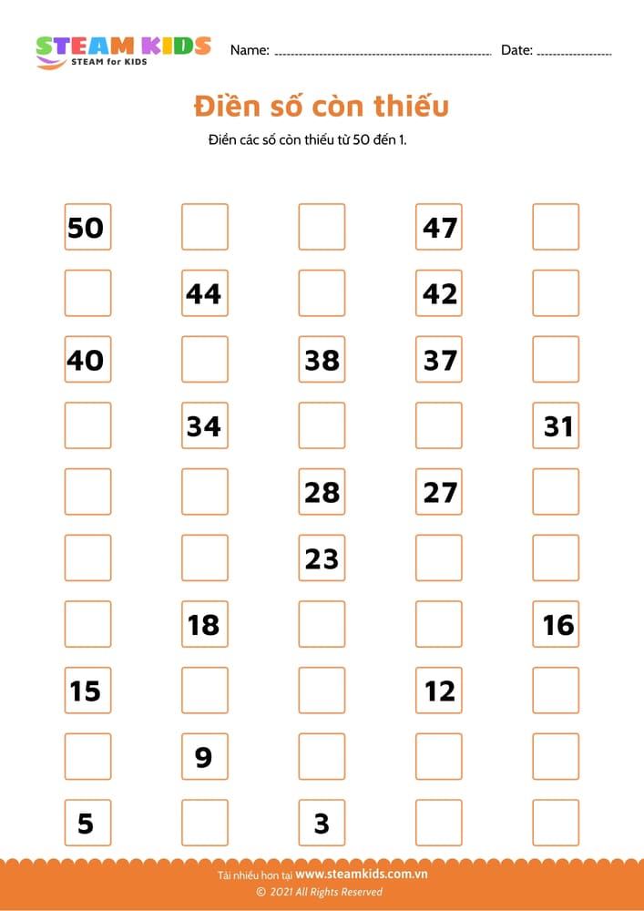 Điền số còn thiếu - B3