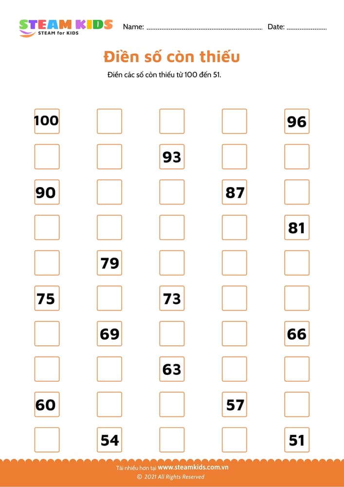 Đếm và viết số từ 31 - 41