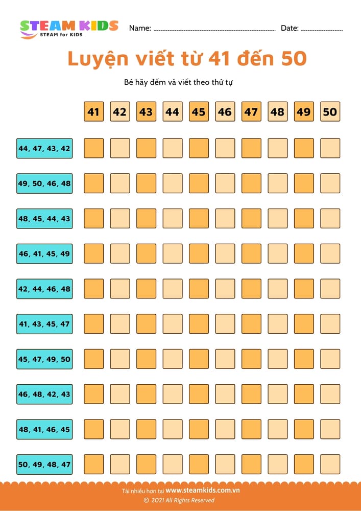 Đếm và viết số - B10