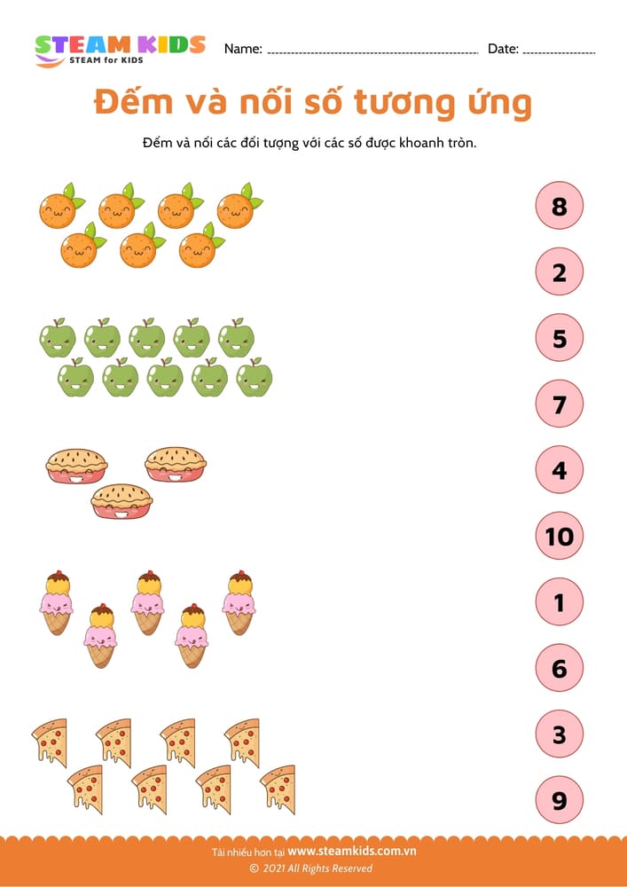 Đếm và nối - B17