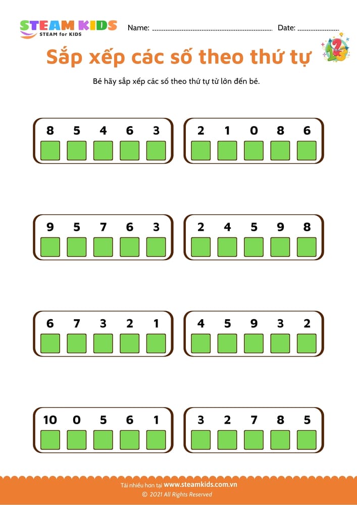 Sắp xếp số theo thứ tự - B29