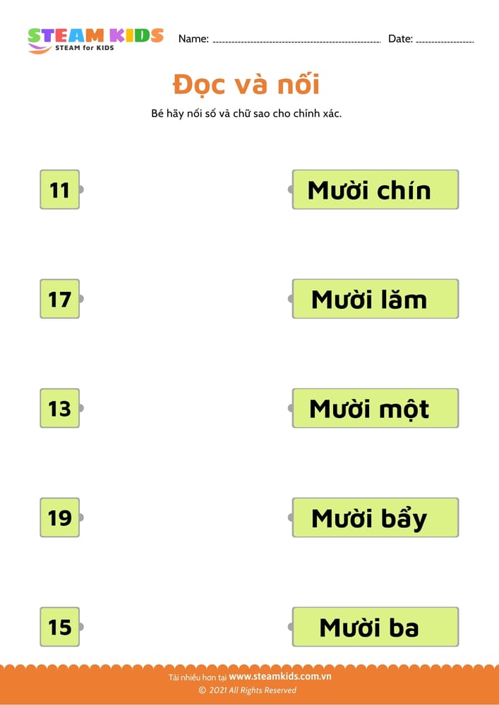 Đếm và nối - B13