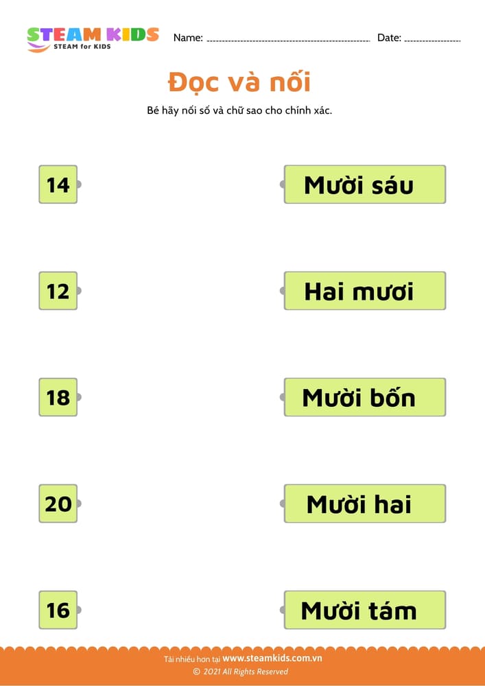 Đếm và nối - B13