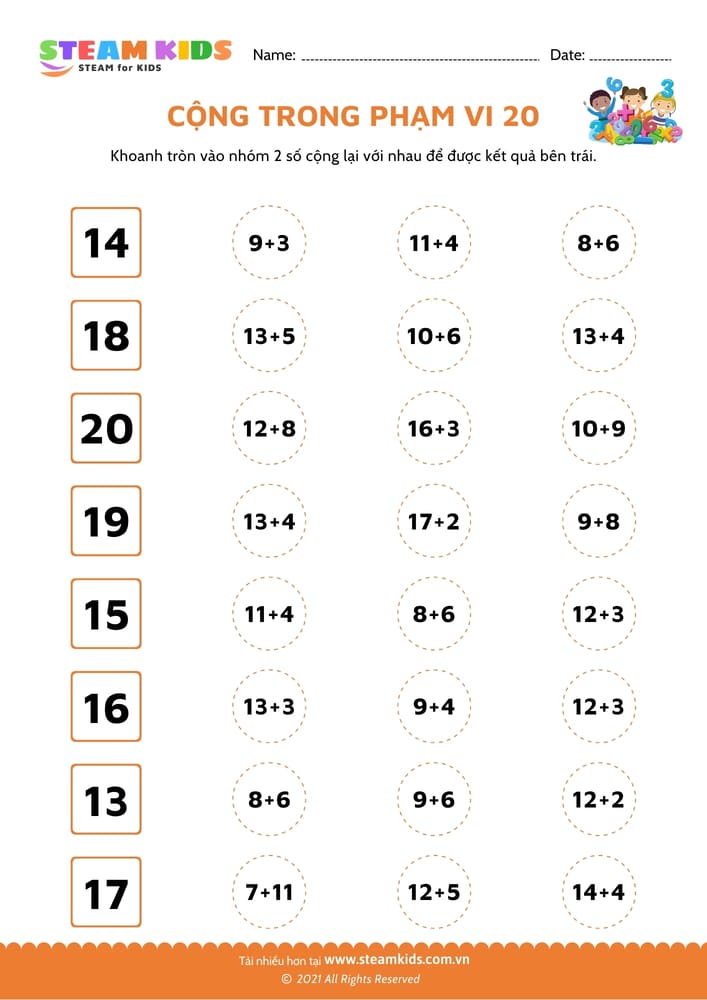 Cộng bằng ngón tay - B18