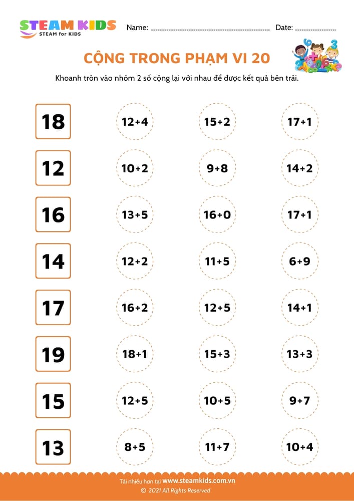 Cộng bằng ngón tay - B18