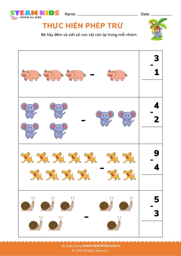 Thực hiện phép trừ - B5