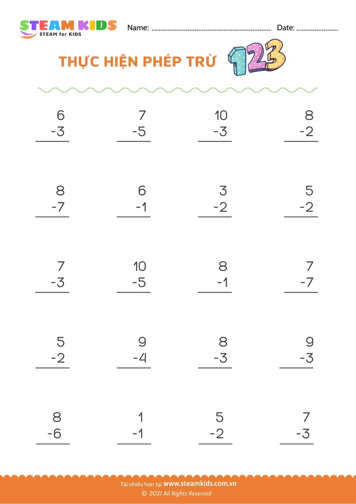 Trừ phạm vi 10 - B1