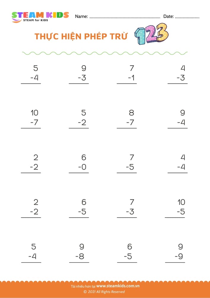 Trừ phạm vi 10 - B1