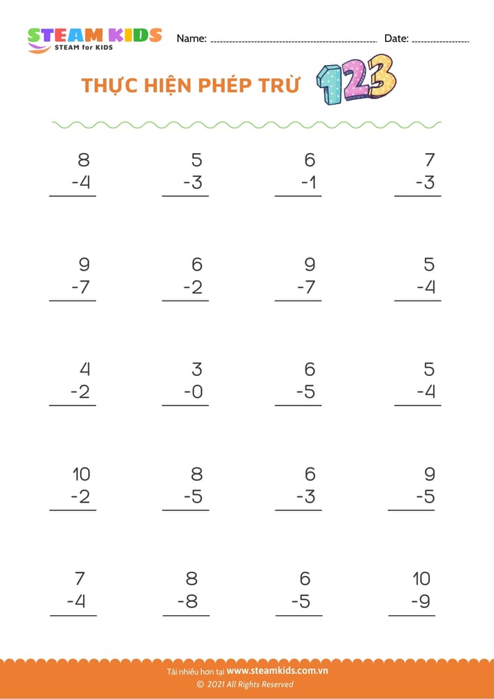 Trừ phạm vi 10 - B1