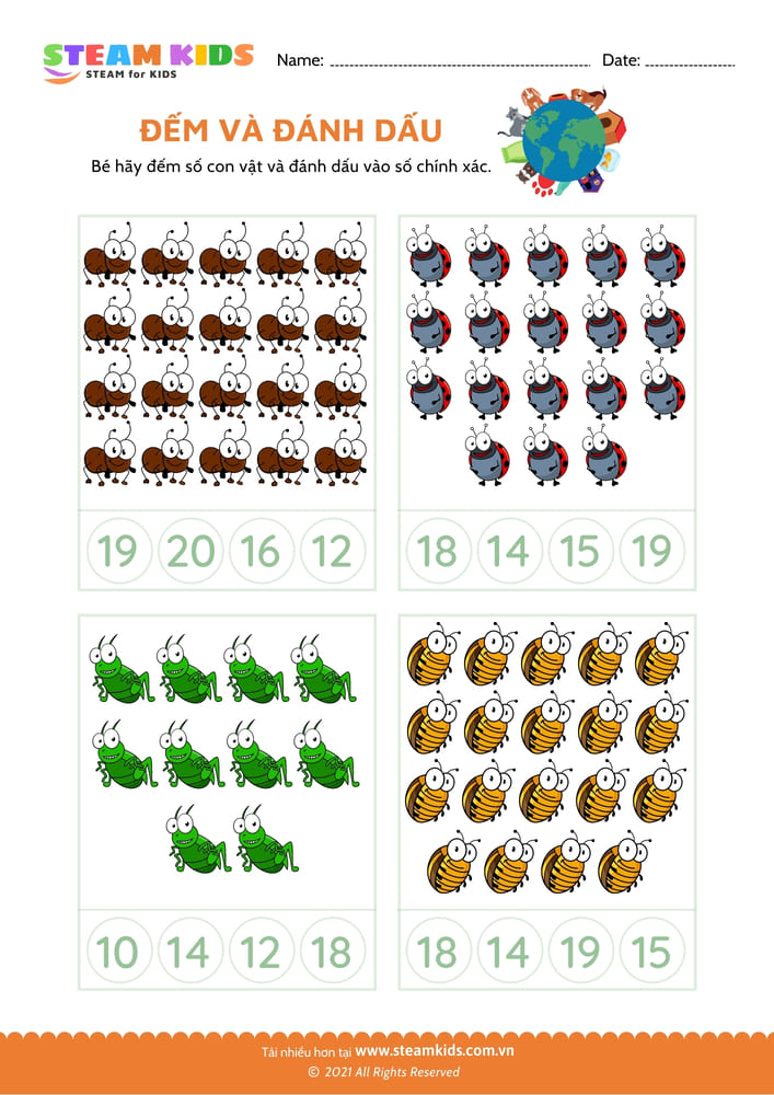 Đếm và tô màu - B5