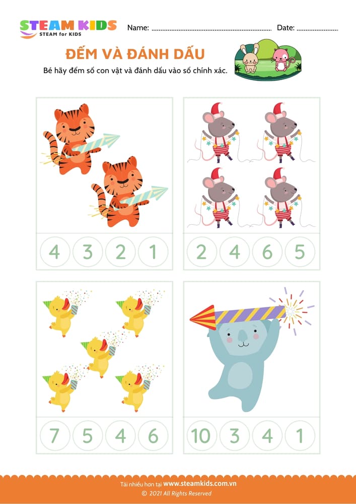 Đếm và tô màu - B5