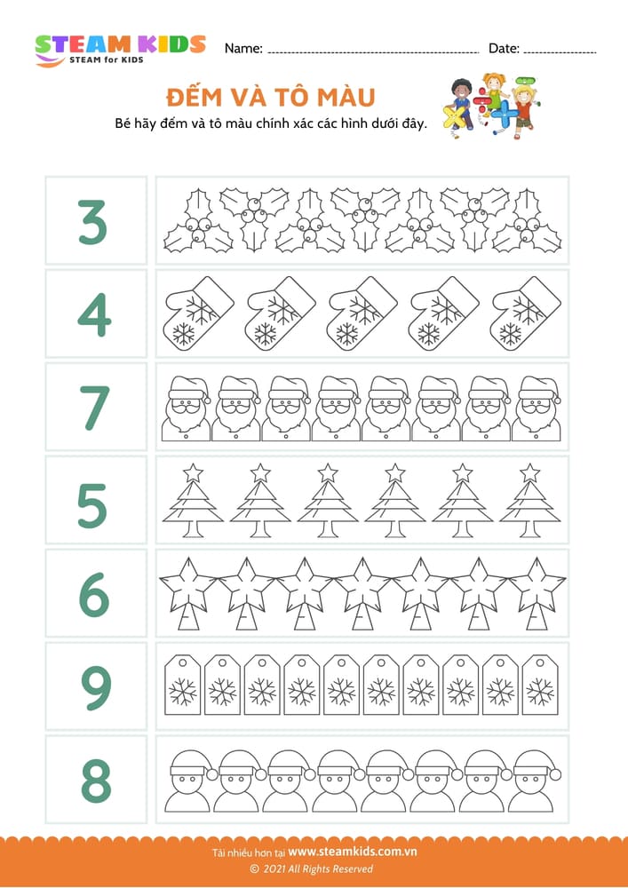Đếm và tô màu - B2