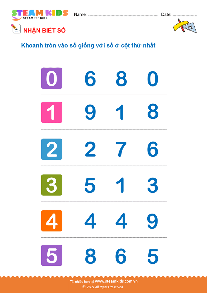 Nhận biết số - B49 toán tư duy nhận biết các số 2-4 tuổi