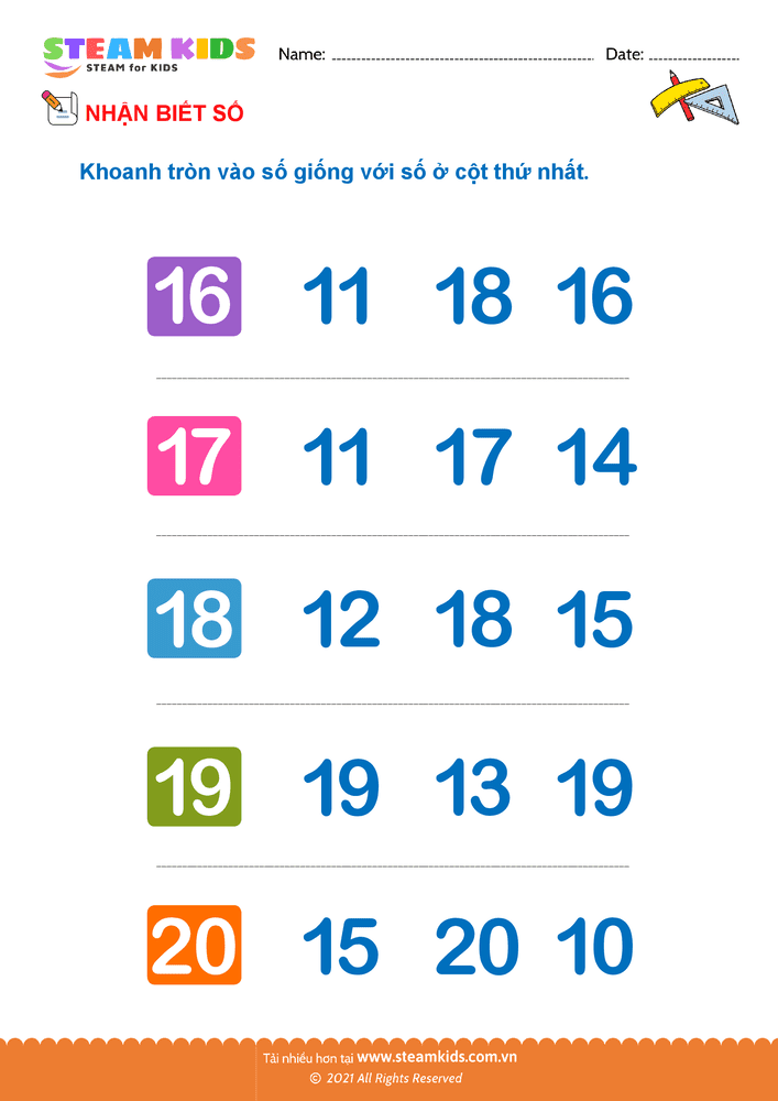 Nhận biết số - B49 toán tư duy nhận biết các số 2-4 tuổi